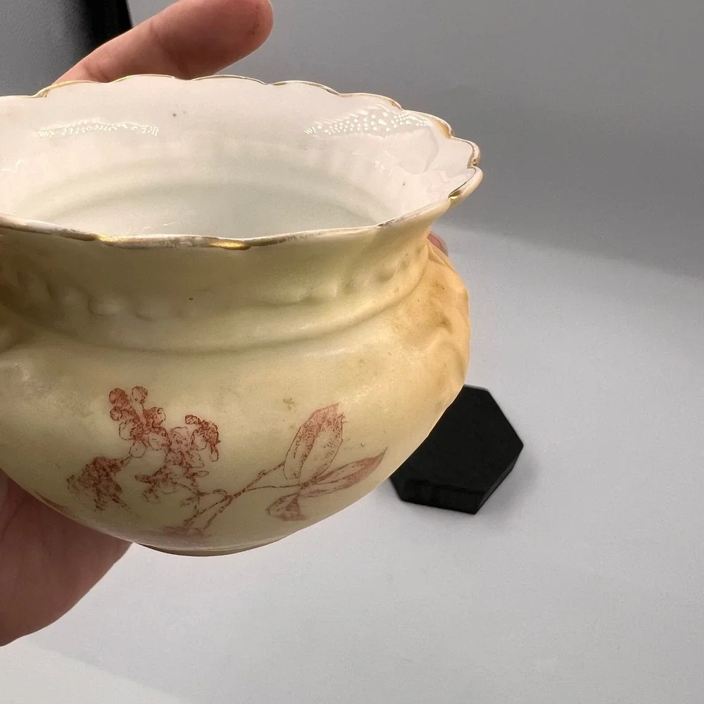 Royal Rudolstadt Bavaria Hand Painted Floral Porcelain Jardiniere Lion Handles